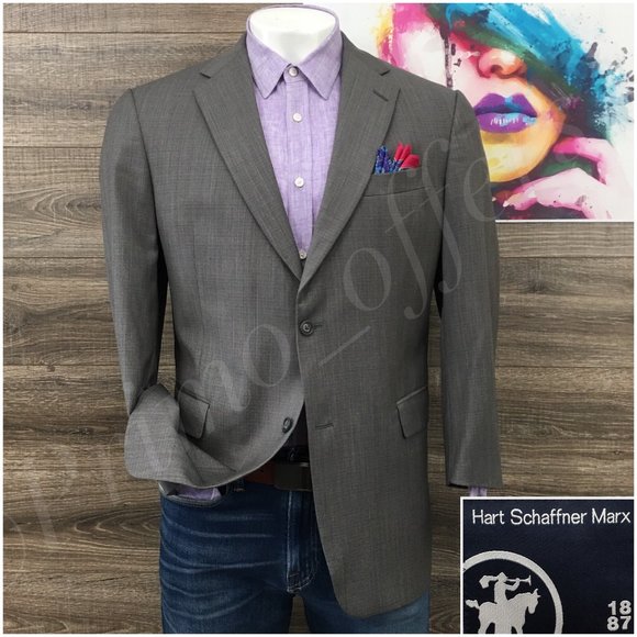 Hart Schaffner Mens‎ Blazer Sport Coat Two Button Jacket Wool 42R Casual Suits - Picture 1 of 13